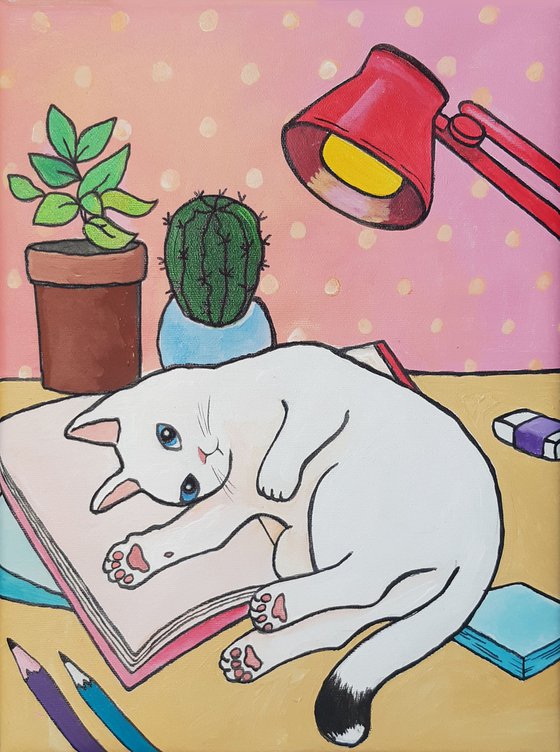 "I Help You With Your Homework" Maximalist Modern Matisse-Inspired Original Painting