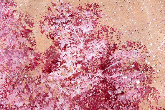 Pink and burgundy blooming landscape