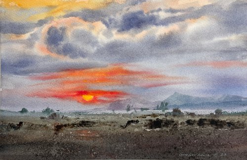 Orange sunset #15 by Eugenia Gorbacheva