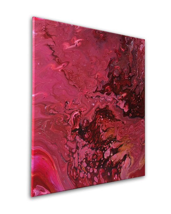 "Big Red" - FREE USA SHIPPING - Original Abstract PMS Fluid Acrylic Painting - 16 x 20 inches