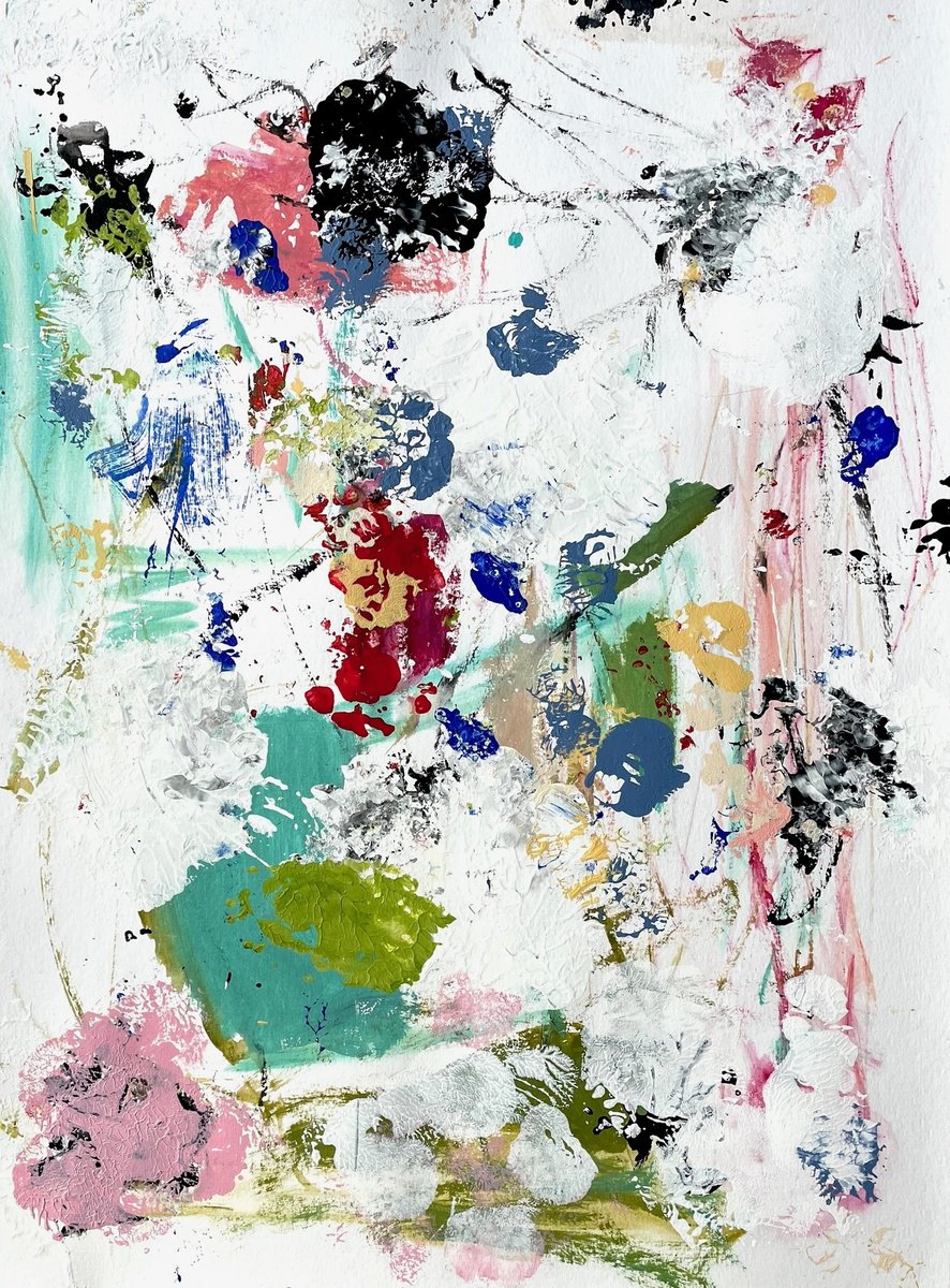 Organic Abstract Acrylic Painting By Christel Haag, 18 X 25, Sing Your Song 3, Original Artwork