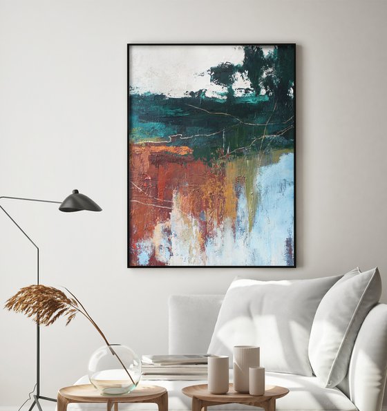 "Northern forest 2" Abstract green nature art