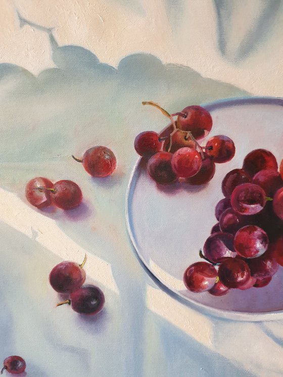 "Sunny grapes."  still life summer liGHt original painting  GIFT (2020)