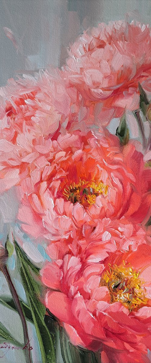 Coral Peony by Nataly Derevyanko