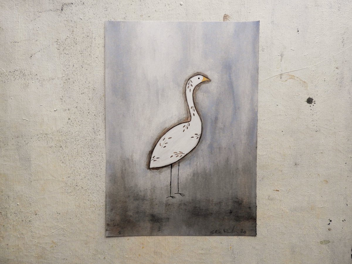 The white egret 2 (small version) - oil on paper