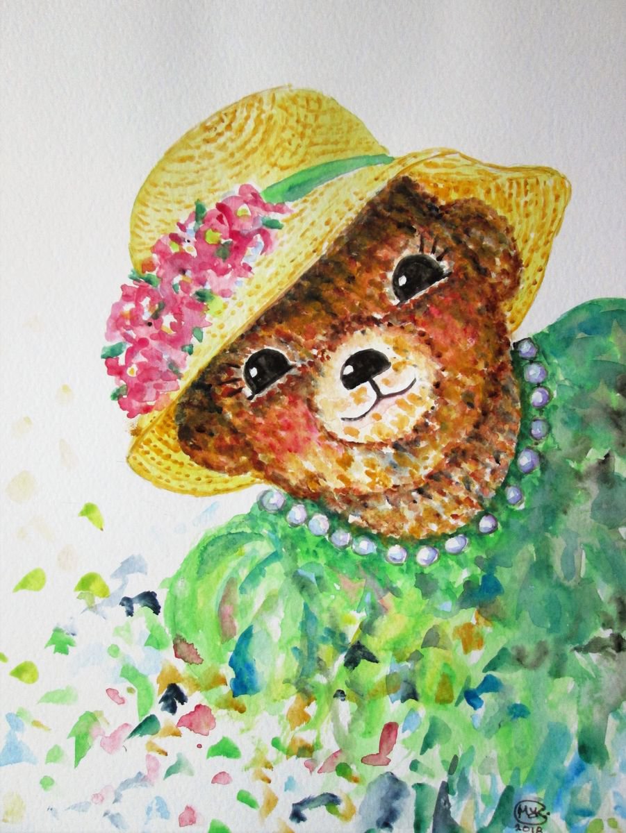 Bonny Bear, Teddy Bear Art for children by MARJANSART