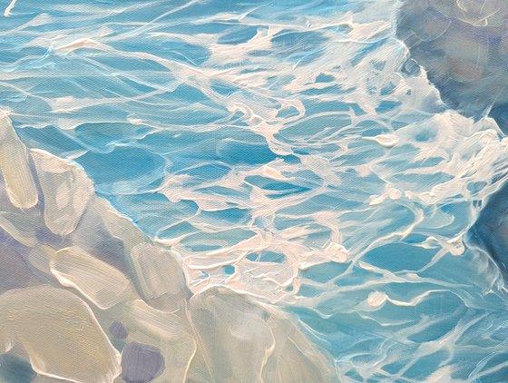 Enchanted, a blue seascape with birds