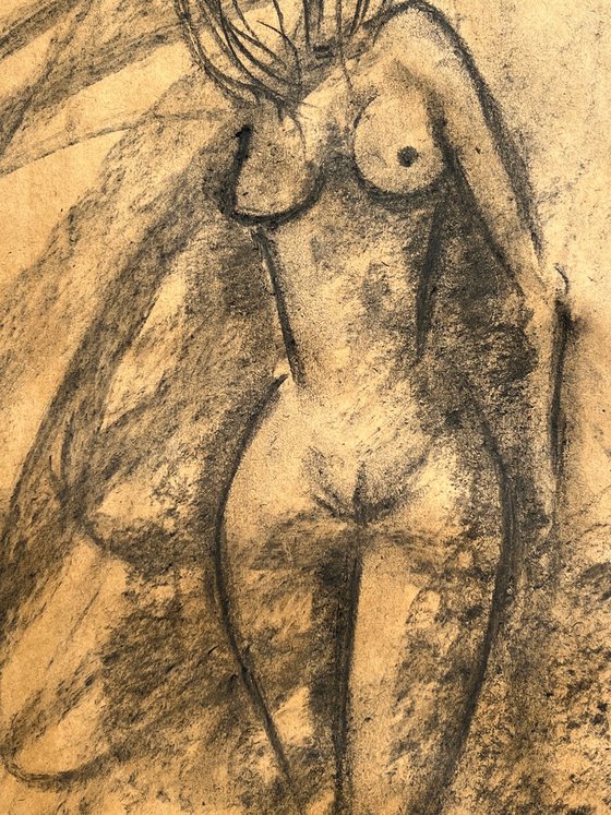 Woman Nude - original charcoal art