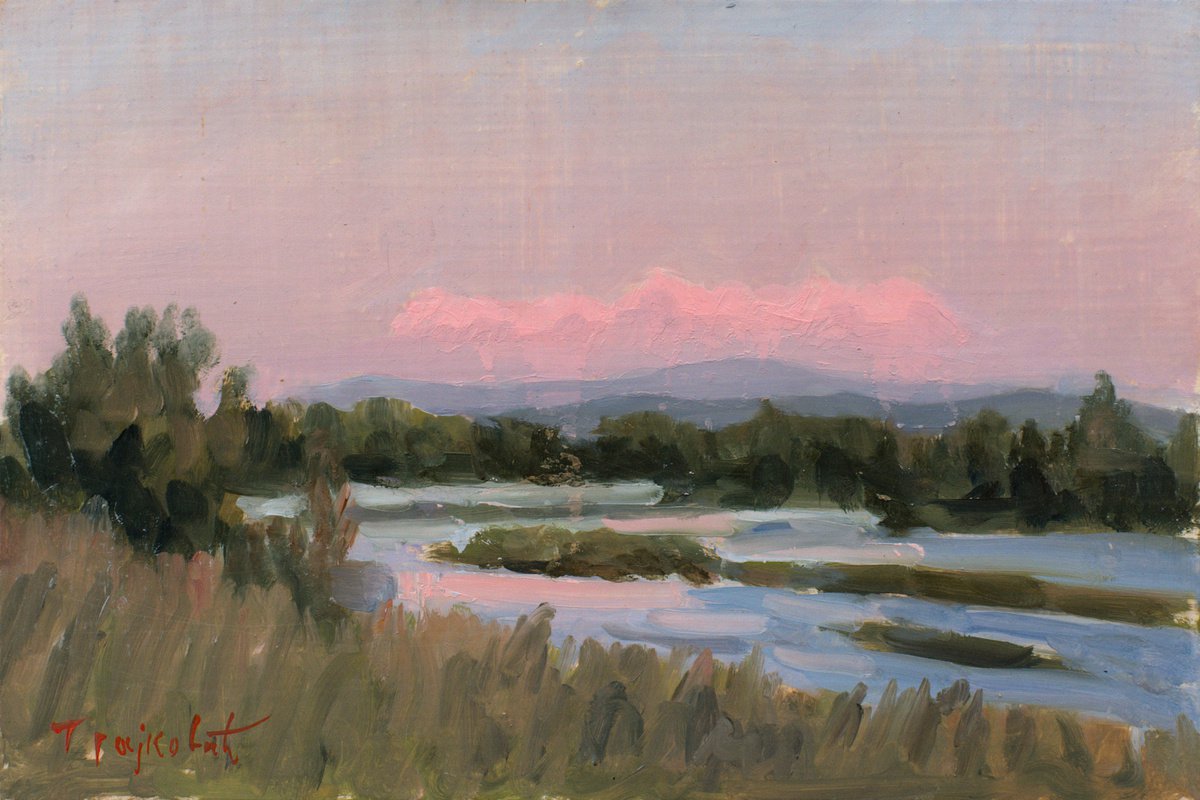 Impressionistic Landscape Oil Painting By Dejan Trajkovic, 12 X 8, Landscape Sketch #5, Original Artwork