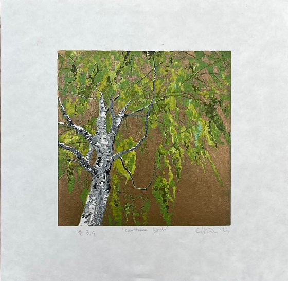 Birch Tree Linocut Print