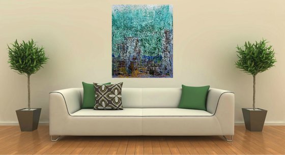 Ancient city (n.299) - 93 x 110 x 2,50 cm - ready to hang - acrylic painting on stretched canvas