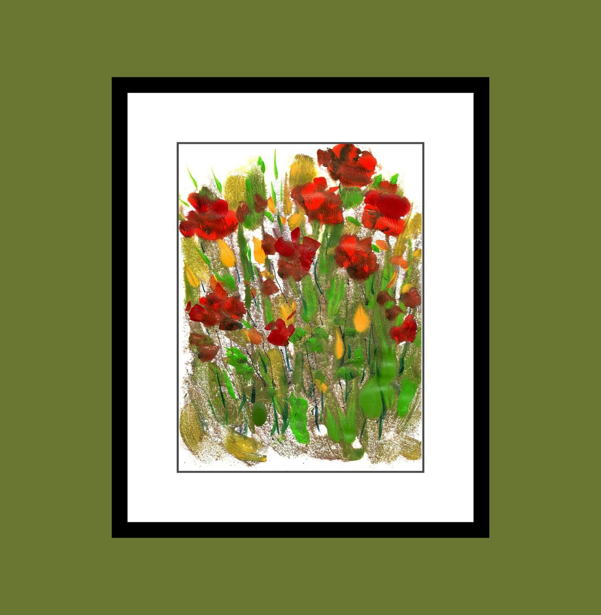 Expressive Botanical Limited Edition Print By Asha Shenoy, 8 X 11, Red Canna Meadow, Original Artwork