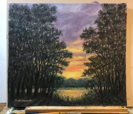 SUNDOWN SYMPHONY - oil 13X15