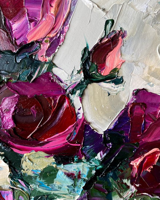 Red Roses Textured Painting
