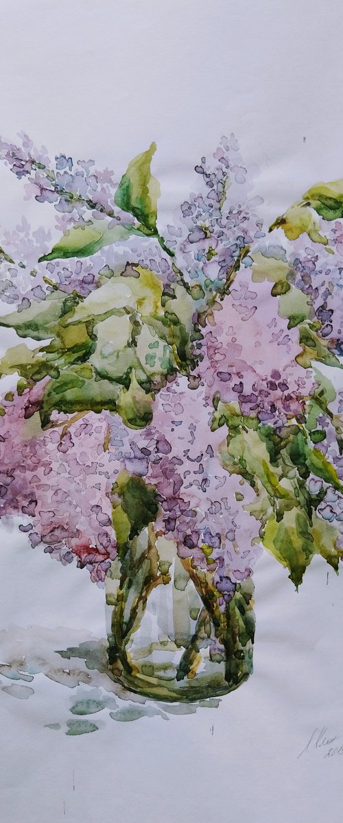 Lilac. Original watercolor painting. by Elena Klyan