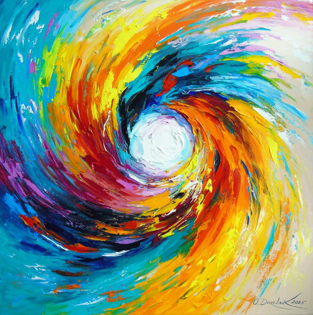 Impressionistic Abstract Oil Painting By Olha Darchuk, 24 X 24", Stream Of Eternity, Original Artwork