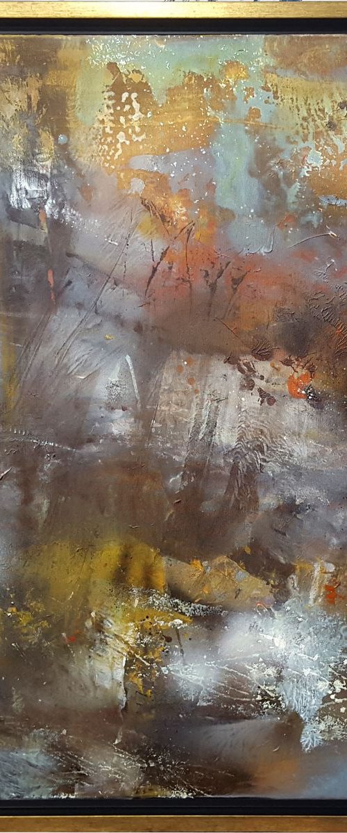 Large Framed Diaphane Painting Mindscape Lightscape Sonata For A Deep Silence By O KLOSKA by Kloska Ovidiu