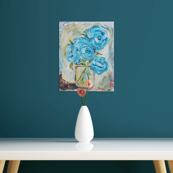 "Kindness" - Flowers - Still Life - Blue