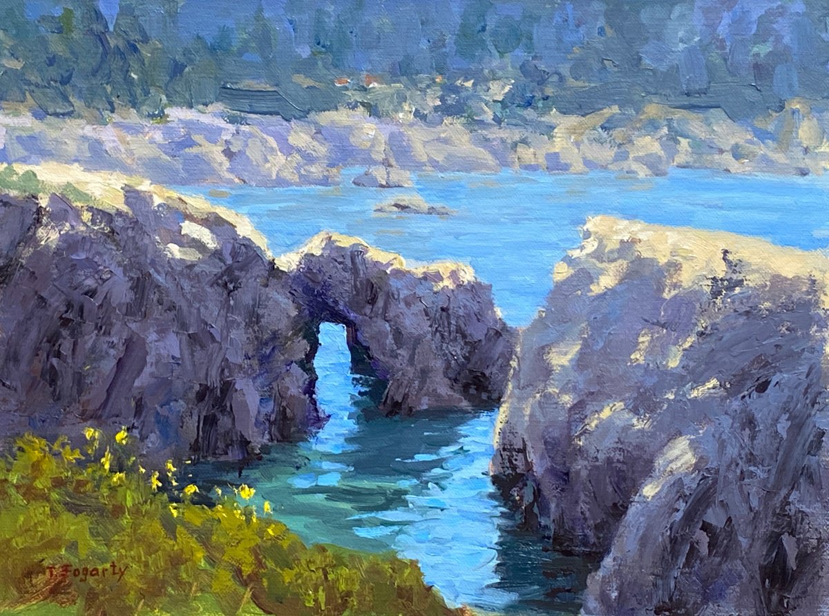 Impressionistic Landscape Oil Painting By Tatyana Fogarty, 12 X 9", Bird Island Trail Views, Original Artwork