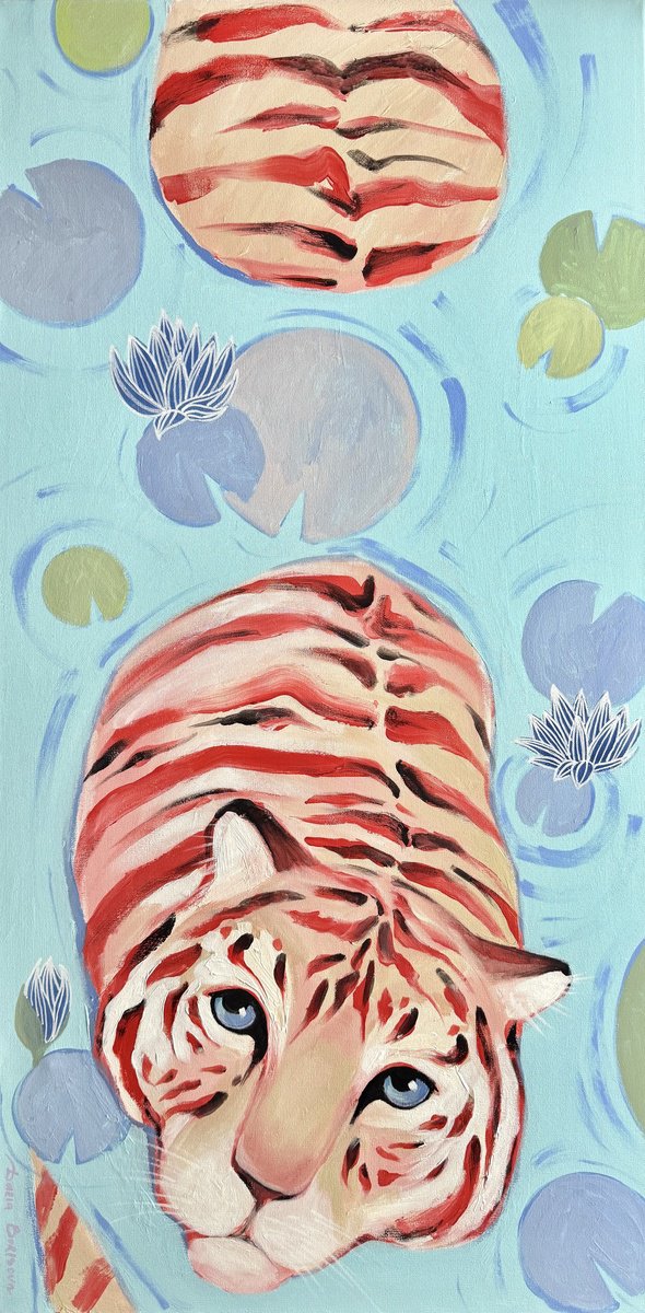 Surrealistic Animal Acrylic Painting By Daria Borisova, 24 X 48, At First Glance, Original Artwork