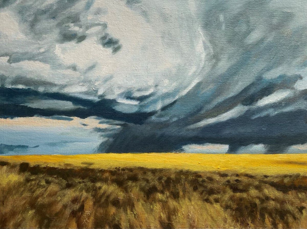 Impressionistic Landscape Oil Painting By Bohdan Vykhrenko, 16 X 12, Storm Clouds, Original Artwork