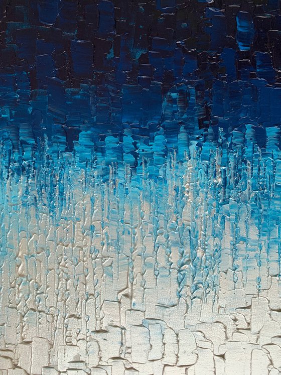 Cascade of Blue - LARGE,  TEXTURED, PALETTE KNIFE ABSTRACT ART – EXPRESSIONS OF ENERGY AND LIGHT. READY TO HANG!