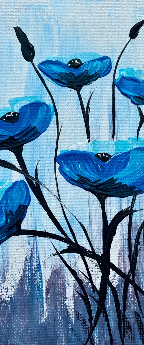 Blue Poppies in a Frame by Marja Brown