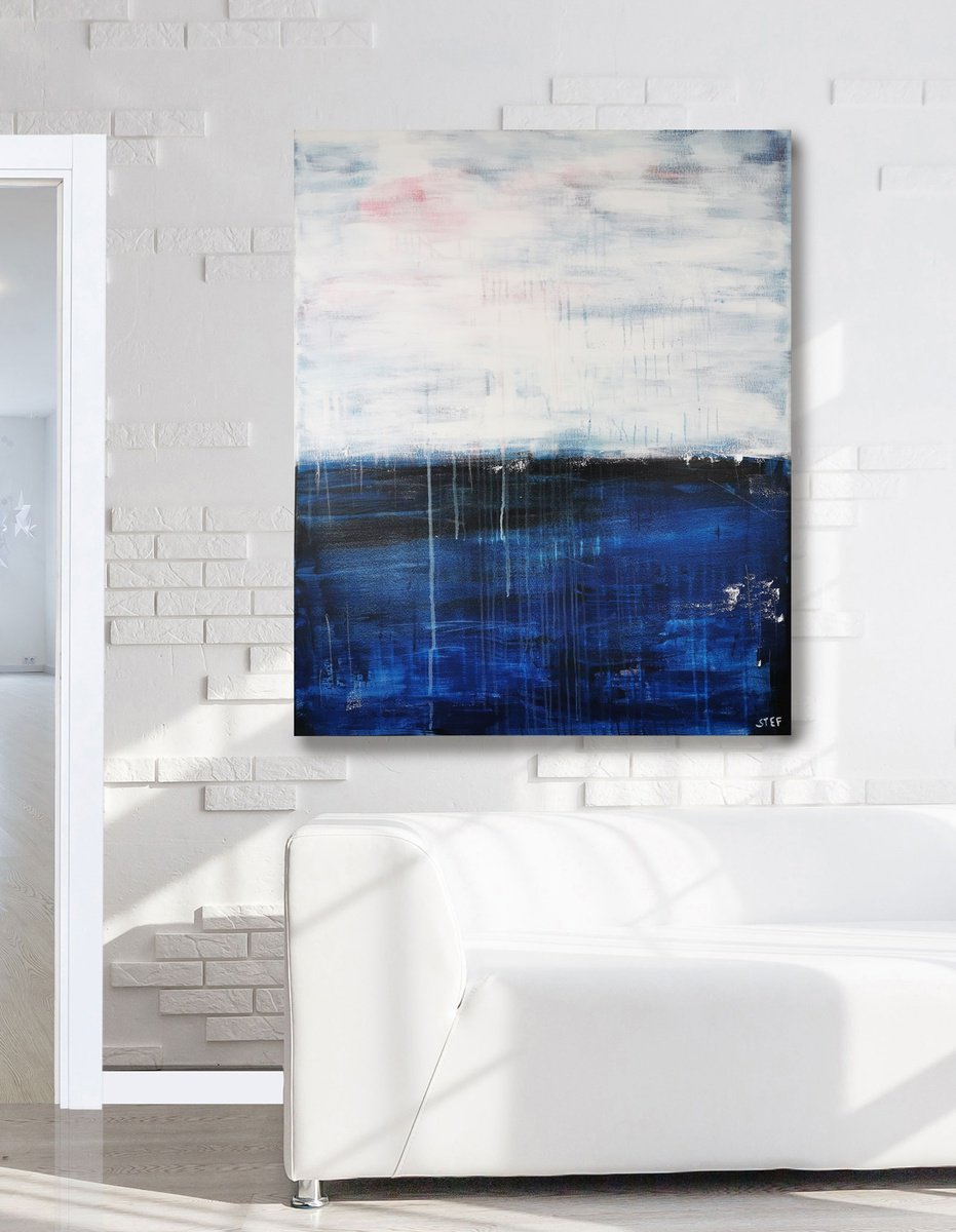 Abstract Acrylic Painting By Stefanie Rogge, 31 X 39", Deep Sea #10, Original Artwork