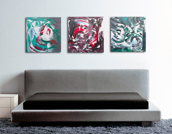 The dream runs away, Triptych n° 3 Paintings