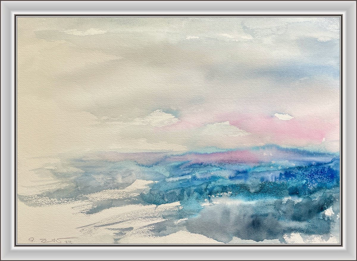 Abstract Landscape Watercolour By Gesa Reuter, 20 X 14, New Days, New Promises, Original Artwork