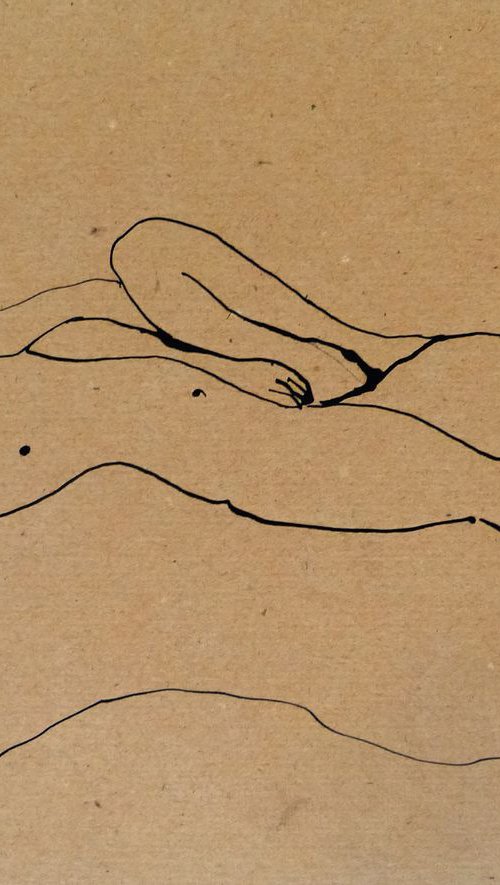 Erotic drawing 24, ink on paper 28x20 cm by Frederic Belaubre