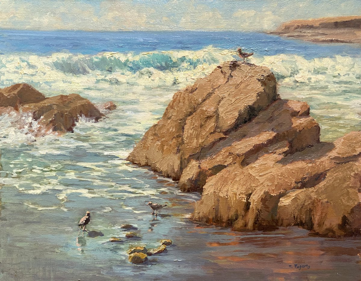 Waves and Rocks On California Coast by Tatyana Fogarty