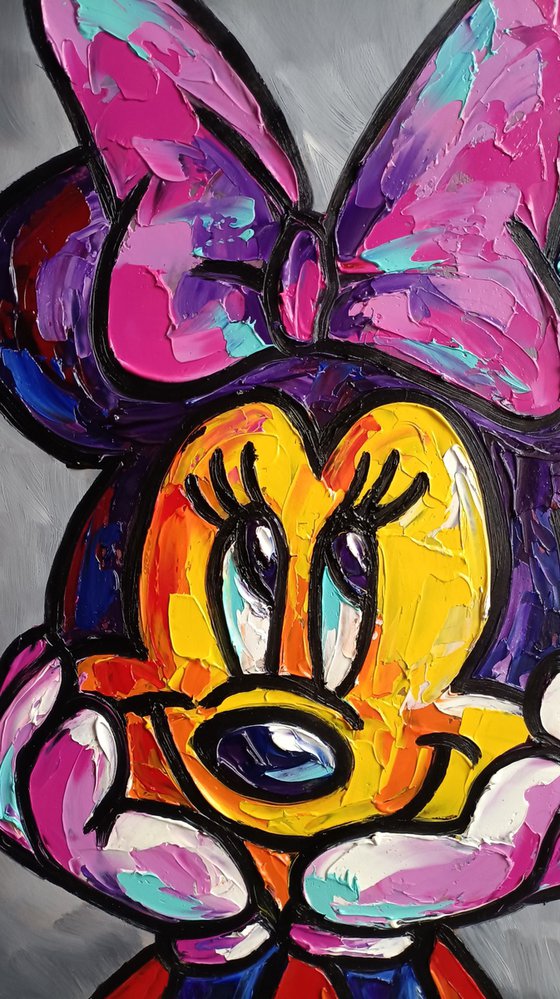 Mickey Mouse in love - oil painting, for children, gift for child, cartoon, cartoon character, for children's rooms, for lovers, for love