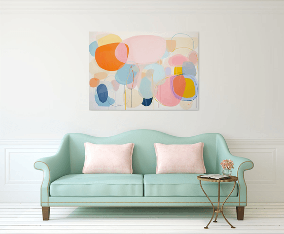 Pale pink and mango orange abstract 3011231