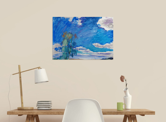 Tree and sky. Gouache on paper, 61 x 43 cm