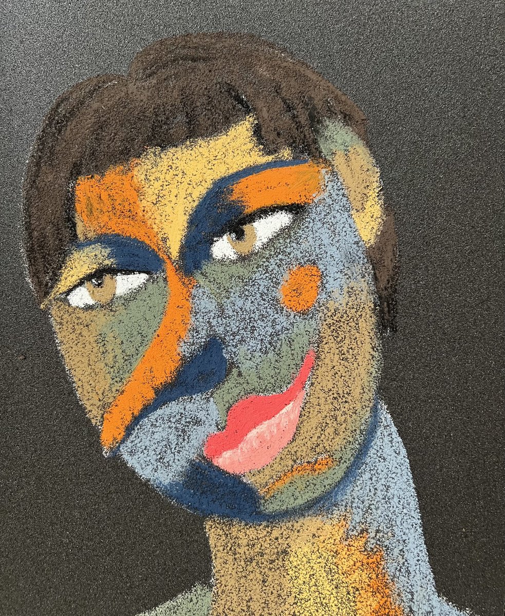 Naive Portrait Pastel Drawing By Mariia Anshakova, 9 X 11", Gardener, Original Artwork