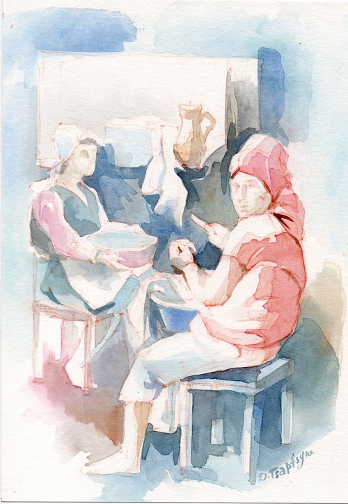Two Women in the Kitchen by Darya Tsaptsyna