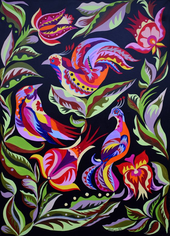 Birds on Flowers