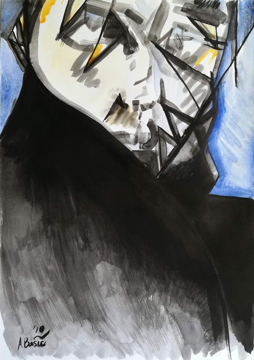 Geometric Portrait Painting By Aleksandar Basic, 12 X 17, Georgia O