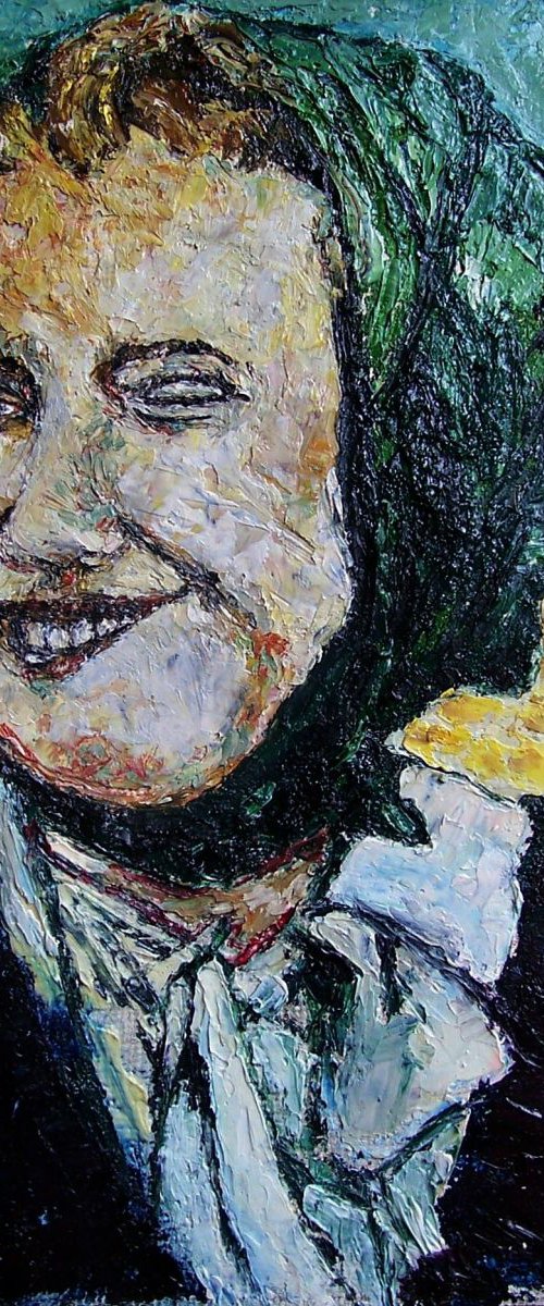 Gregory's girlfriend's friend, eating her fish and chips - part of a diptych, see Description. by Richard Meyer