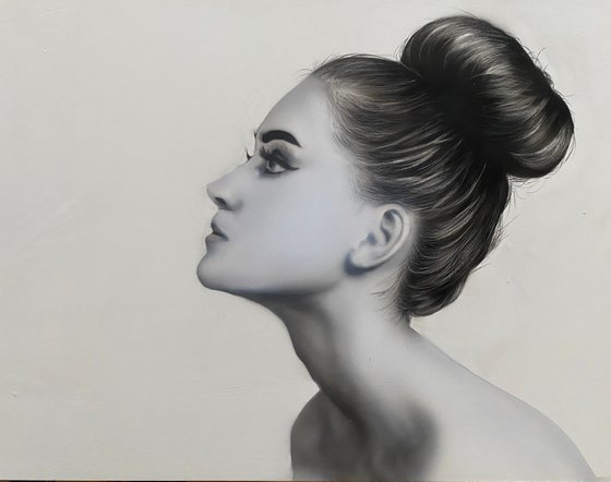 Realistic portrait of a young female