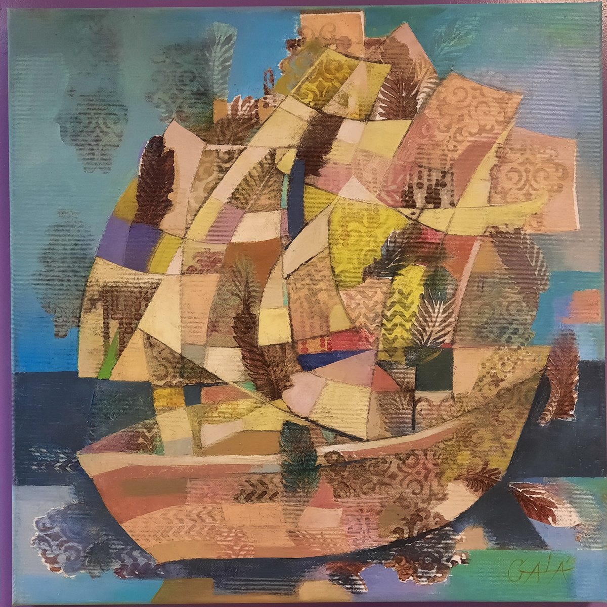 Expressive Oil Painting , The Boat With Yellow Sails By Galya Koleva, 20 X 20, Artwork For Sale On Artfinder