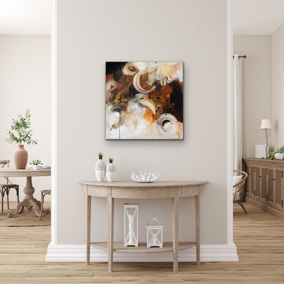 Tiramisu - Original expressive abstract on canvas - Ready to hang