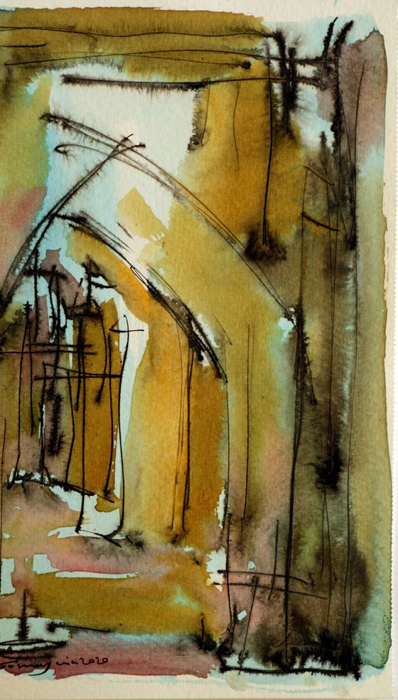ALLEYS(10), WATERCOLOR ON PAPER, 17X 25 CM