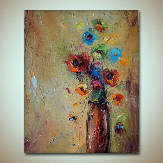 colorful fantasy, Flowers painting, Free shipping