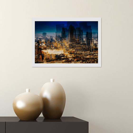 London Views 7. Abstract Aerial View of Canary Wharf Limited Edition 1/50 15x10 inch Photographic Print