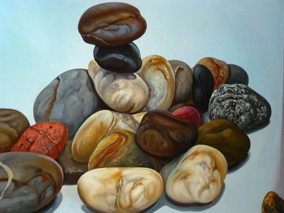 "Snail and stones"  Large Oil Painting