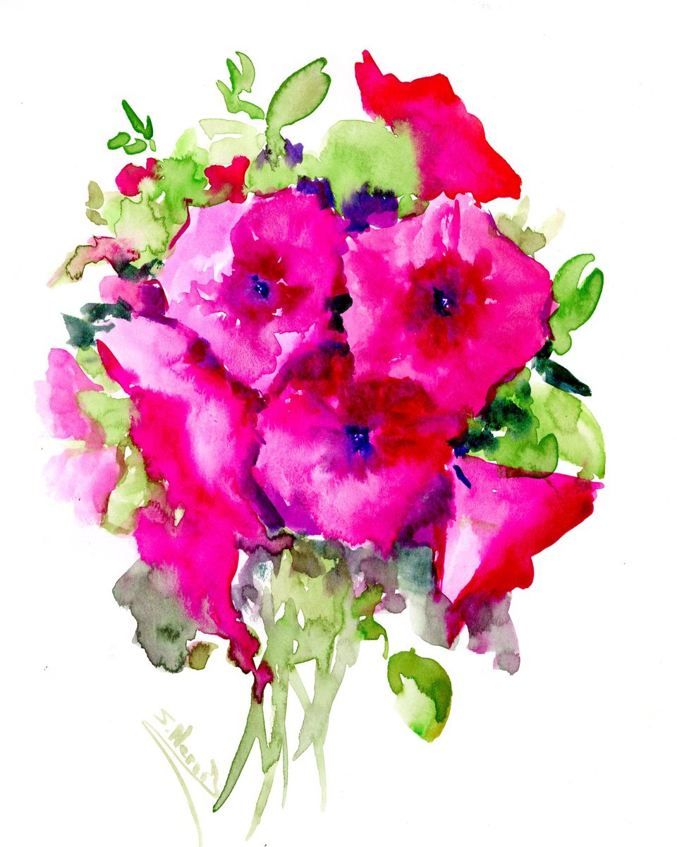 Petunia, Bright Pink Flowers by Suren Nersisyan