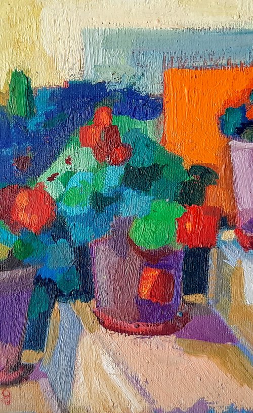 Summer floral composition, miniature 16x11 cm by Maja Đokić Mihajlović