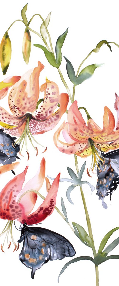 Lilies and Swallowtails by Elizabeth Becker